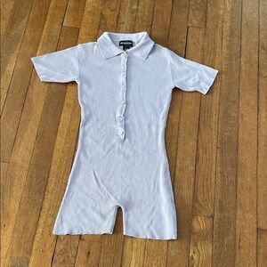 PrettyLittleThing Lavender Rib Short Sleeve Romper